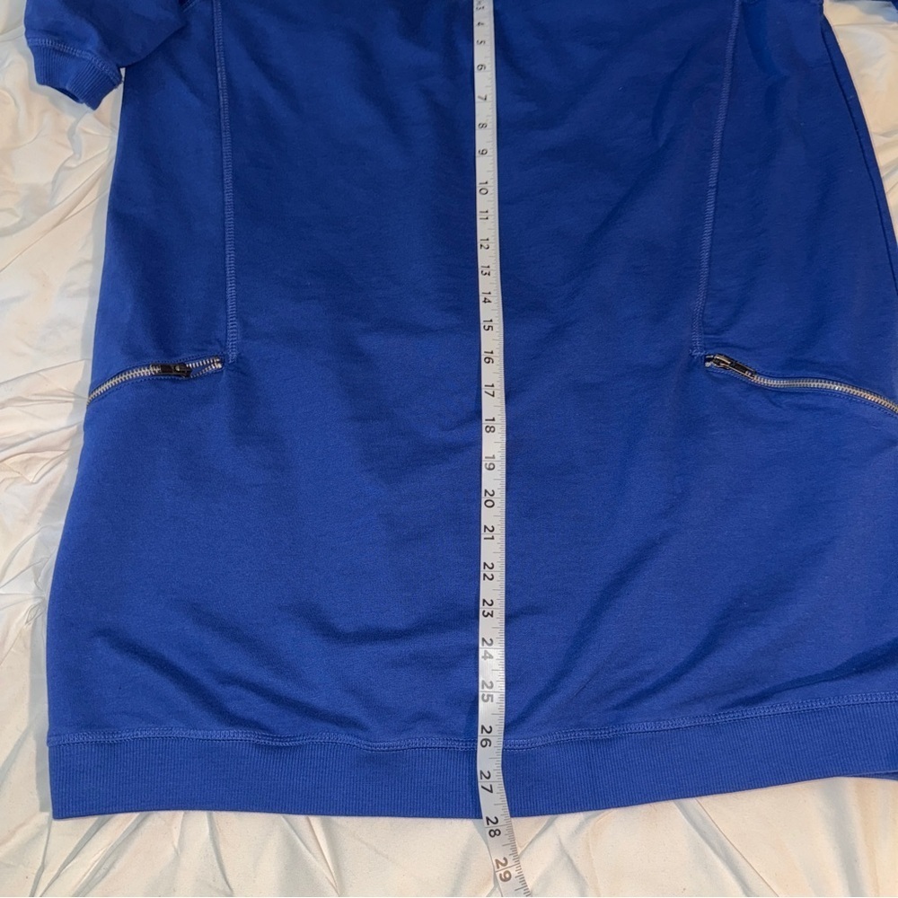 ellos Plus Size French Terry Zip Pocket Tunic Top 14/16 Blue, 3/4 Sleeves​​​ - Picture 12 of 14